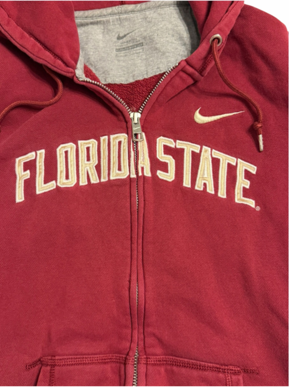 Women's Nike Florida State Full Zip Hoodie Red Beige Size M - Picture 3 of 10